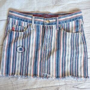 Striped Denim Mini Skirt